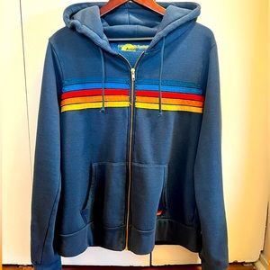Aviator Nation 5 Stripe Hoodie (Deep Ocean 2 color) Size Large.